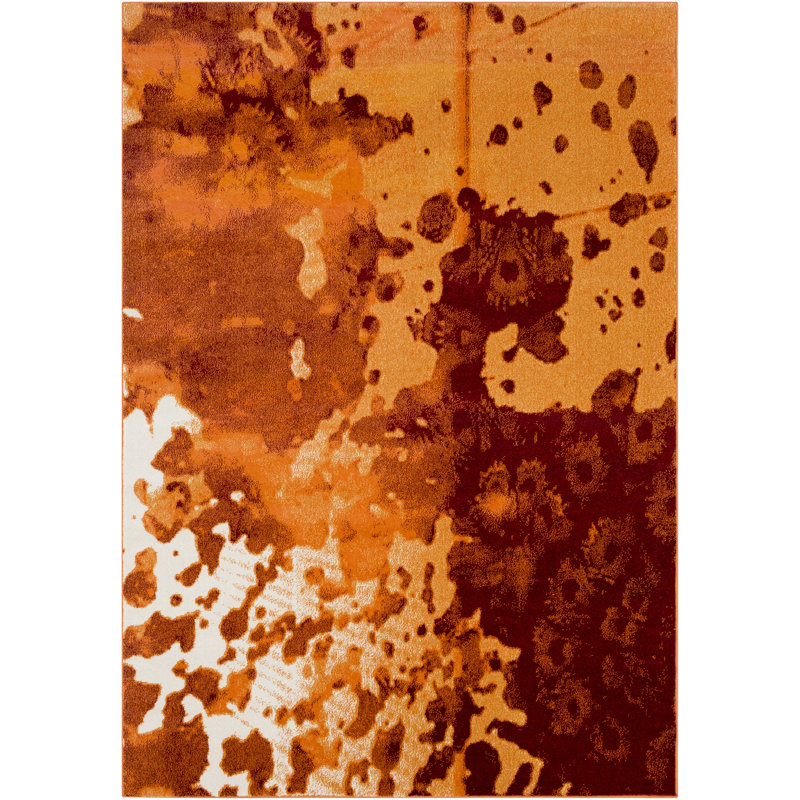 Ebern Designs Azure Abstract Orange/Rust Area Rug Wayfair